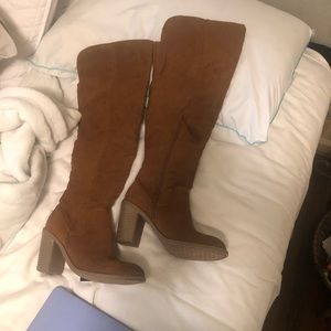 Brown knee high boots